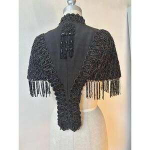 Antique Victorian Black Beaded Mourning Mantle